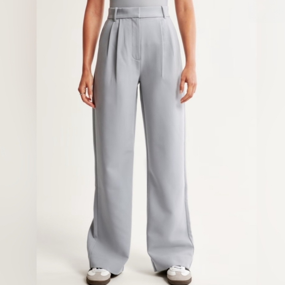 Abercrombie & Fitch Light Gray Trouser Dress Pants Sloane Wide Leg 23 000 Short
